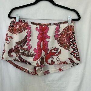 Printed Silk Short, lined, side zipper